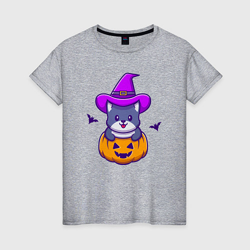 Женская футболка Kitty halloween / Меланж – фото 1