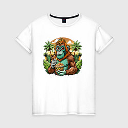 Женская футболка Орангутанг на пляже