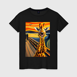 Женская футболка Жираф кричит - мем нейросеть