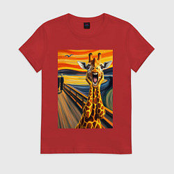 Женская футболка Жираф кричит - мем нейросеть