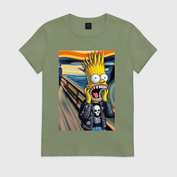 Женская футболка Барт Симпсон кричит - мем нейросеть