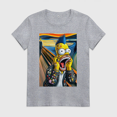 Женская футболка Гомер Симпсон кричит - мем нейросеть / Меланж – фото 1