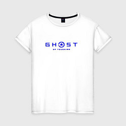 Женская футболка Ghost of tsushima blue logo