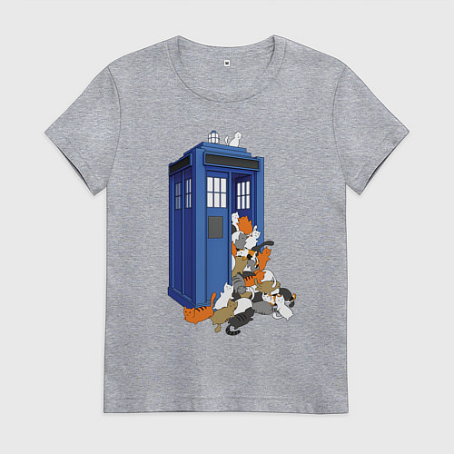 Женская футболка Тардис и котики / Меланж – фото 1