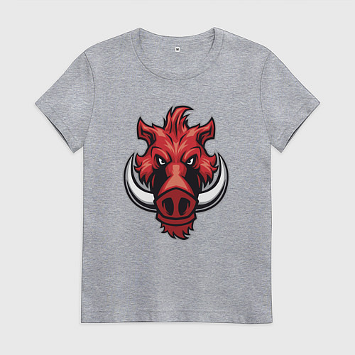 Женская футболка Красный кабанчик / Меланж – фото 1