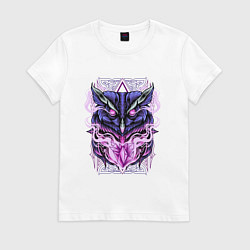 Футболка хлопковая женская Магическая сова с кристаллом, цвет: белый