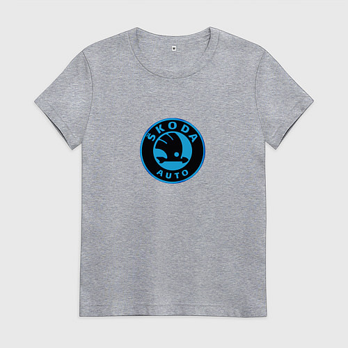 Женская футболка Skoda logo blue / Меланж – фото 1