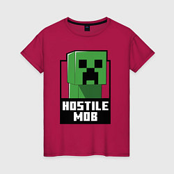 Футболка хлопковая женская Minecraft hostile mob, цвет: маджента