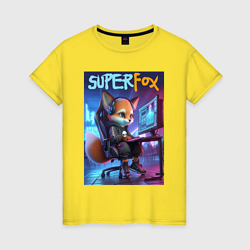 Женская футболка Super fox gamer - ai art fantasy / Желтый – фото 1