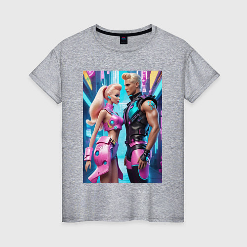 Женская футболка Barbie and Ken - ai art fantasy / Меланж – фото 1