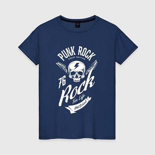 Женская футболка Старая панк рок школа / Тёмно-синий – фото 1