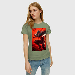 Футболка хлопковая женская Берсерк Гатс Чёрный мечник проклятый, цвет: авокадо — фото 2