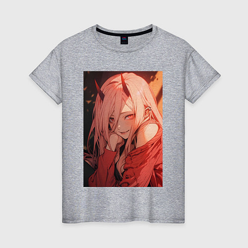 Женская футболка Человек-бензопила Пауэр Охотница на демонов / Меланж – фото 1