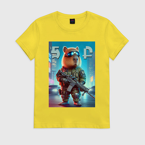 Женская футболка Capybara - special forces / Желтый – фото 1