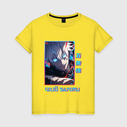 Футболка хлопковая женская Портрет Gojo Satoru - Магическая битва, цвет: желтый