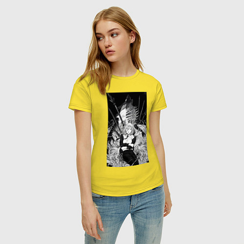Женская футболка Человек-бензопила Пауэр Охотница на демонов / Желтый – фото 3