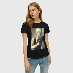 Футболка хлопковая женская Человек-бензопила Кига одна из четырех всадников, цвет: черный — фото 2