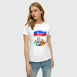 Футболка хлопковая женская Welcome to Russia inscription color, цвет: белый — фото 2