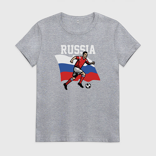 Женская футболка Russia football inscription / Меланж – фото 1