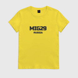Футболка хлопковая женская Mig 29 - самолет, цвет: желтый