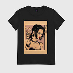 Футболка хлопковая женская Нана Осаки Вокалистка панк-группы Black Stones, цвет: черный