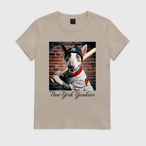 Женская футболка Bull terrier - New York yankees baseball team / Миндальный – фото 1