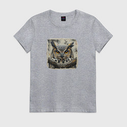 Футболка хлопковая женская Альфа сова, цвет: меланж