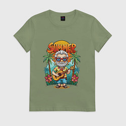 Женская футболка Ведьмак с гитарой на острове