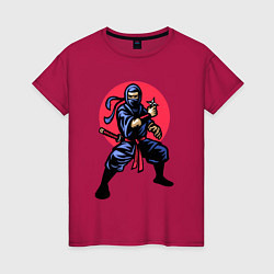 Футболка хлопковая женская Warrior ninja, цвет: маджента