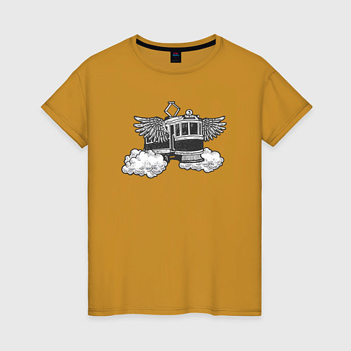 Женская футболка Крылатый трамвай / Горчичный – фото 1
