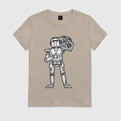 Женская футболка Робот с бумбоксом