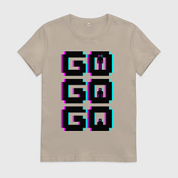 Женская футболка Надпись чёрного цвета go go go с человечками