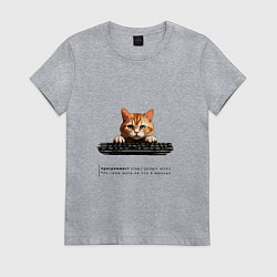 Женская футболка Кот программист с описанием