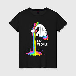 Женская футболка Единорог - не любит людей