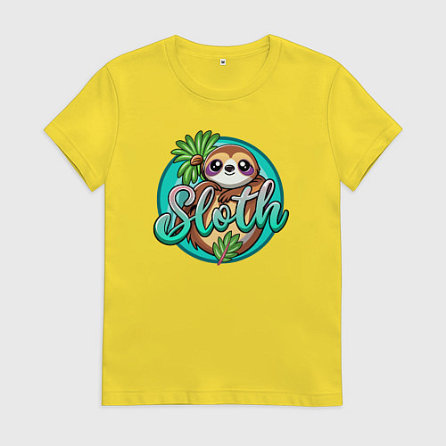 Женская футболка Ленивец с надписью / Желтый – фото 1