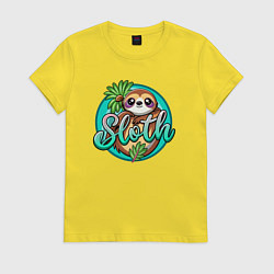 Женская футболка Ленивец с надписью