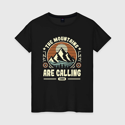 Женская футболка Путешествие горы зовут в стиле ретро 80х / Черный – фото 1
