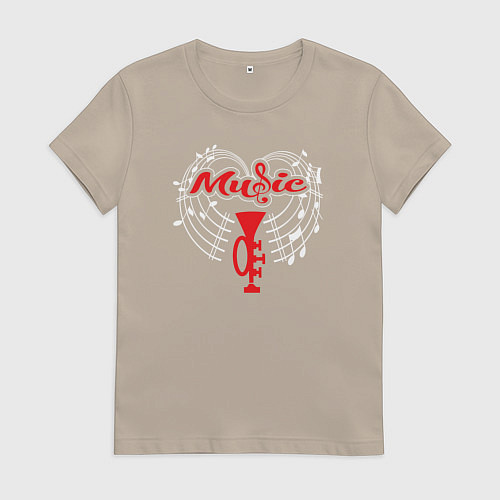 Женская футболка Music jazz style / Миндальный – фото 1