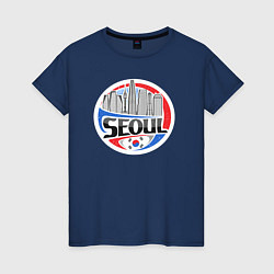 Футболка хлопковая женская Сеул - Южная Корея, цвет: тёмно-синий