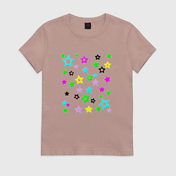 Женская футболка Разноцветные неоновые звезды