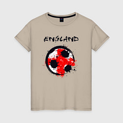 Футболка хлопковая женская Football England, цвет: миндальный