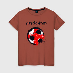 Футболка хлопковая женская Football England, цвет: кирпичный