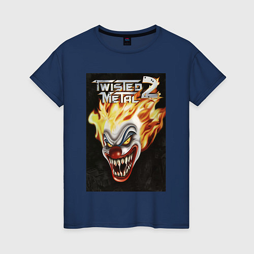 Женская футболка Twisted metal 2 - clown head / Тёмно-синий – фото 1