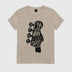 Женская футболка Bass guitar neck with titles