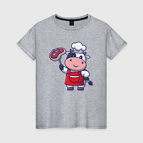Женская футболка Коровка повар / Меланж – фото 1