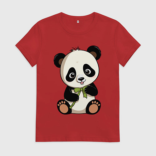 Женская футболка Панда мультяшная / Красный – фото 1