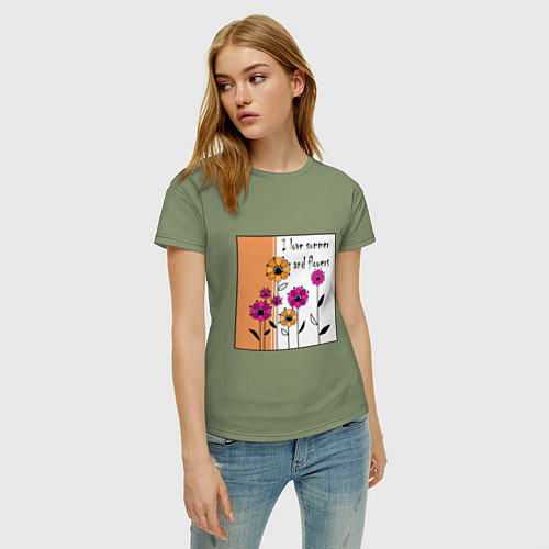 Женская футболка Люблю лето и цветы / Авокадо – фото 3