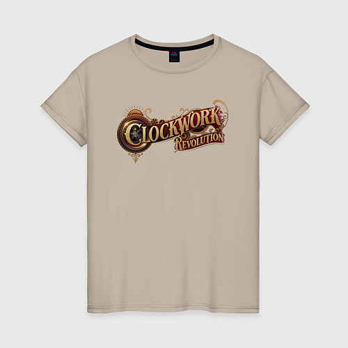 Женская футболка Clockwork revolution logo / Миндальный – фото 1
