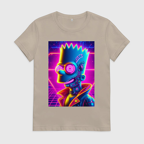 Женская футболка Биоробот Барт - неоновое свечение / Миндальный – фото 1