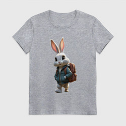 Женская футболка Зайчик идёт в школу